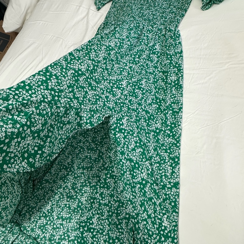 Lulu's Green and White Floral Maxi Dress
